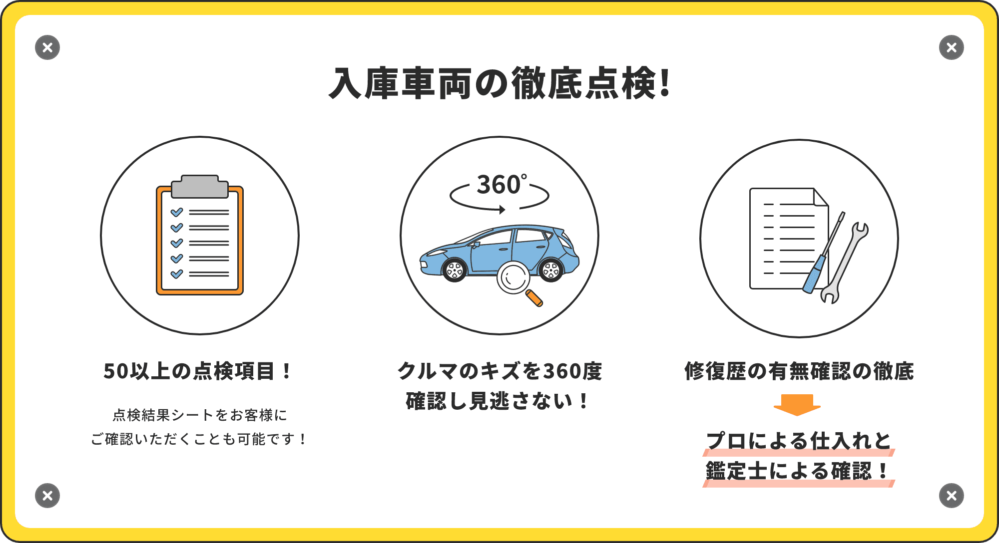 入庫車両の徹底点検!