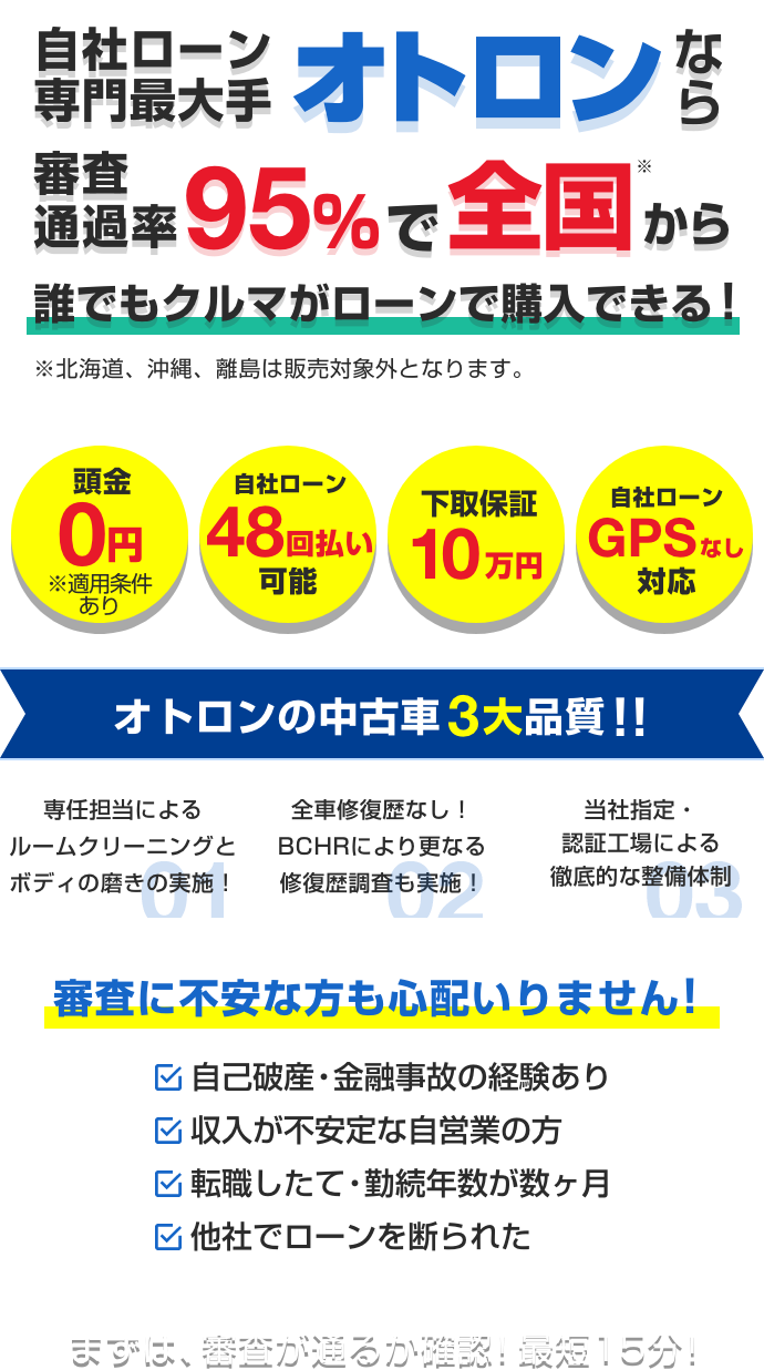 自社ローン専門の中古車販売店オトロン 旧 くるまのミツクニ